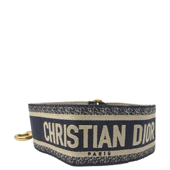 Christian Dior Embroidered Canvas Shoulder Strap Navy Blue - Picture 1 of 10